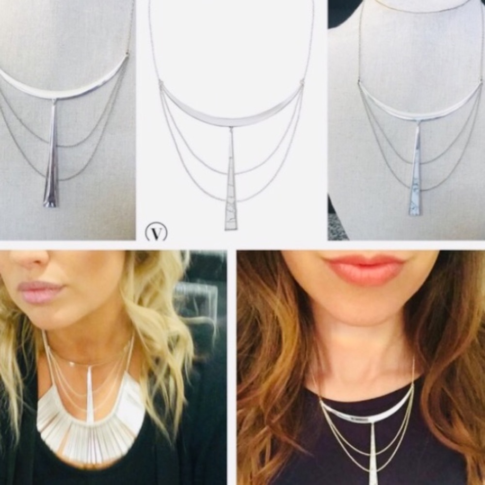 Stella & Dot | Reversible Silver + White Howlite Swag Necklace - Picture 2 of 8